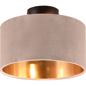 Plafon welurowy Julieta 30cm, beżowo-złoty. Elegancki plafon materiałowy Trio, o średnicy 30 cm, z beżowym welurem i złotym wnętrzem. Nowoczesny design, idealny do salonu lub sypialni. Czarna oprawa. 2