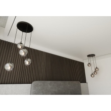 Stylizowana Lampa wisząca szklane kule Cosmo IV premium czarno-grafitowa Emibig do jadalni i salonu