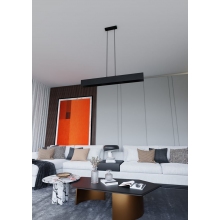 Minimalistyczna Lampa wisząca metalowa belka Gentor 96 czarna Emibig do kuchni i nad stół.