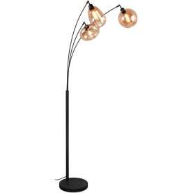 Lampa podłogowa 3 szklane klosze Lumina bursztynowy / czarny mat Trio 2