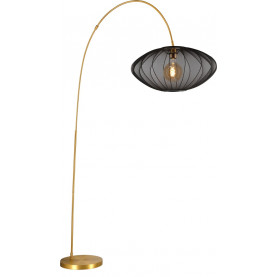 Lampa stojąca łukowa Corina Lucide, czarno-złota. Elegancka lampa z dużym, czarnym abażurem.  Wykończenie matowe złoto, stabilna podstawa. Idealne oświetlenie salonu lub sypialni. 2