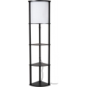 Menno cream&black floor lamp with shade and shelves Lucide