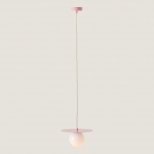Lampa wisząca szklana kula Loop 28cm biały / różowy Aldex