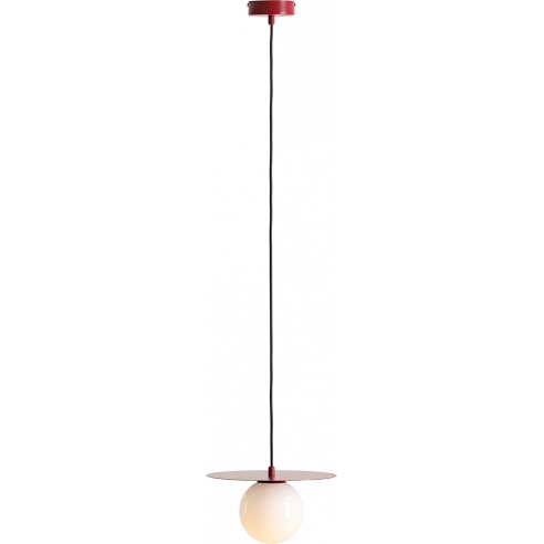 Lampa wisząca szklana kula Loop 28cm biały / czerwony Aldex