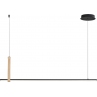 Lampa wisząca podłużna minimalistyczna Claud LED 110cm czarny / drewno Zumaline