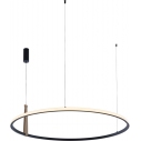 Claud LED 90cm black&wood minimalist Round pendant lamp ZumaLine