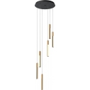 Eliot LED 40cm light wood&black matt 6-light wooden pendant lamp ZumaLine