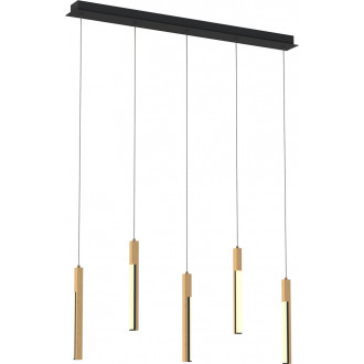 Eliot LED 88cm light wood&black matt 5-light wooden pendant lamp ZumaLine