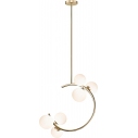 Molecule long 54x27cm white&gold glamour ceiling lamp with 6 glass spheres ZumaLine