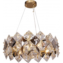 Lampa wisząca szklana glamour Tiara 50cm złoty / przeźroczysty dymiony Zumaline