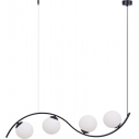 Lampa wisząca 4 szklane kule Wave 100cm biały / czarny Zumaline