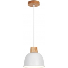 Lampa wisząca skandynawska z drewnem Orlo 19cm biała Zumaline