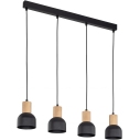Lampa wisząca 4 punktowa z drewnem na listwie Cairo IV 80cm czarna TK Lighting
