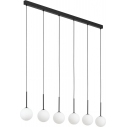Lampa wisząca 6 szklanych kul na listwie Martin II 125cm biało-czarna TK Lighting