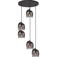 Lampa wisząca szklana designerska Boshi V 33,5cm szkło dymione / czarny Nordlux