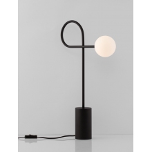 Lampa stołowa szklana kula designerska Ballo opal / czarny