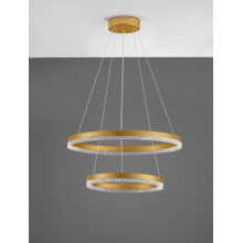 Lampa wisząca okrągła z kryształkami Giulia LED 60cm / 40cm złoty mosiądz