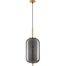 Lampa wisząca szklana glamour Tamo 22cm szkło dymione / złoty mosiądz