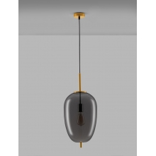 Lampa wisząca szklana glamour Tamo 27cm szkło dymione / złoty mosiądz