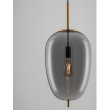 Lampa wisząca szklana glamour Tamo 27cm szkło dymione / złoty mosiądz