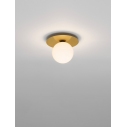 Thoros 23cm opal&gold glass globe ceiling lamp