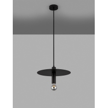 Lampa wisząca żarówka z płaskim kloszem Vernisi 35cm czarna