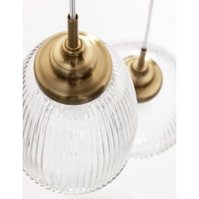 Lampa wisząca szklana vintage Tripsi III 49cm przeźroczysty / złoty mosiądz
