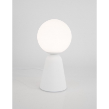 Lampa stołowa betonowo-szklana Noon biała