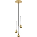 Mida 31cm brushed brass&golden glass pendant lamp with 3 glass spheres ZumaLine