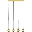 Mida 71cm brushed brass&golden glass pendant lamp with 4 glass spheres ZumaLine
