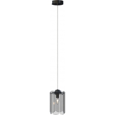 Nira 16cm black chrome&smoked glass glass pendant lamp ZumaLine