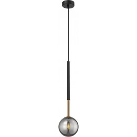 Lampa wisząca szklana kula Arcturus 12cm czarny mat / francuskie złoto / szkło chrom Zumaline