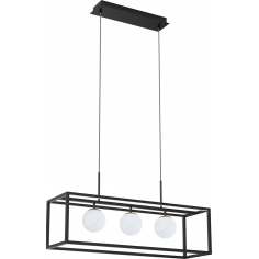 Lampa wisząca 3 szklane kule Piro 88,5cm szkło alabastrowe / czarny Zumaline