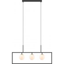 Lampa wisząca 3 szklane kule Piro 88,5cm szkło alabastrowe / czarny Zumaline