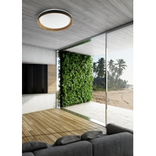 Plafon okrągły Bois LED 39,2cm czarny / biały / imitacja drewna Zumaline