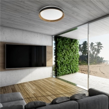Plafon okrągły Bois LED 39,2cm czarny / biały / imitacja drewna Zumaline