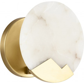 Kinkiet okrągły marmurowy Marmo 20cm biały marmur / mosiądz Step Into Design 2