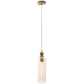 Lampa wisząca szklana Campanila 10cm szampański / mosiądz Maxlight