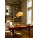 DC Textile 40cm green&wood pendant lamp HaloDesign