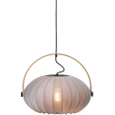 DC Textile 40cm grey&wood pendant lamp HaloDesign