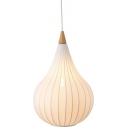 Drops Textile 38cm white&wood pendant lamp with shade HaloDesign
