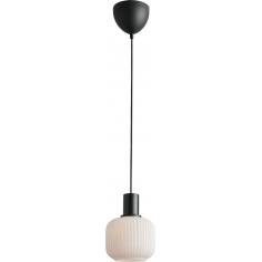 Lampa szklana z ryflowanym kloszem Milford Mini 15cm biały / czarny Nordlux