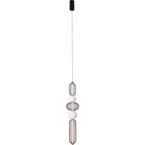 Lampa wisząca ażurowo-szklana Bora B LED 22cm czarny / złoty / opal MaxLight