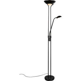 Lampa podłogowa LED Spock Reality, czarna matowa. Nowoczesna lampa stojąca z regulowaną lampką do czytania.  Elegancki design, metalowa konstrukcja.  Idealne oświetlenie do salonu lub sypialni.  Ściemniacz. 2