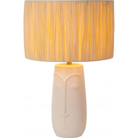 Lampa stołowa ceramiczna z plecionym kloszem boho Viso biały / kremowy Lucide 2