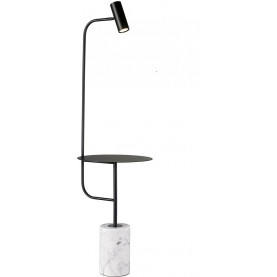 Lampa podłogowa ze stolikiem Vincent LED czarny / marmur Step Into Design