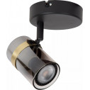 Upton smoked glass&amp;black glass ceiling spotlight Lucide