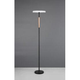 Lampa podłogowa nowoczesna ze ściemniaczem Celeste LED.  160cm, chrom/czarny stelaż, drewniany detal, szklany klosz.  Elegancki design, regulowana jasność. Idealne oświetlenie salonu. 2