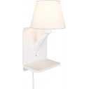 Comfort white wall lamp with on/off switch, usb and inductive charging Trio