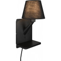Comfort black wall lamp with on/off switch, usb and inductive charging Trio